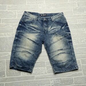 Encrypted Jean Shorts Size‎ 34 Blue Denim Jorts Hip Hop Mens